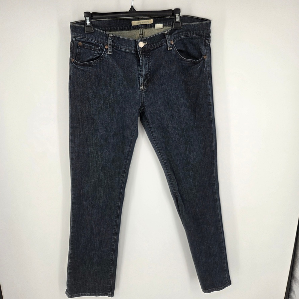 Stetson Womens Dark Wash Straight Leg Denim Jeans Blue Size 16 Regular Stretch